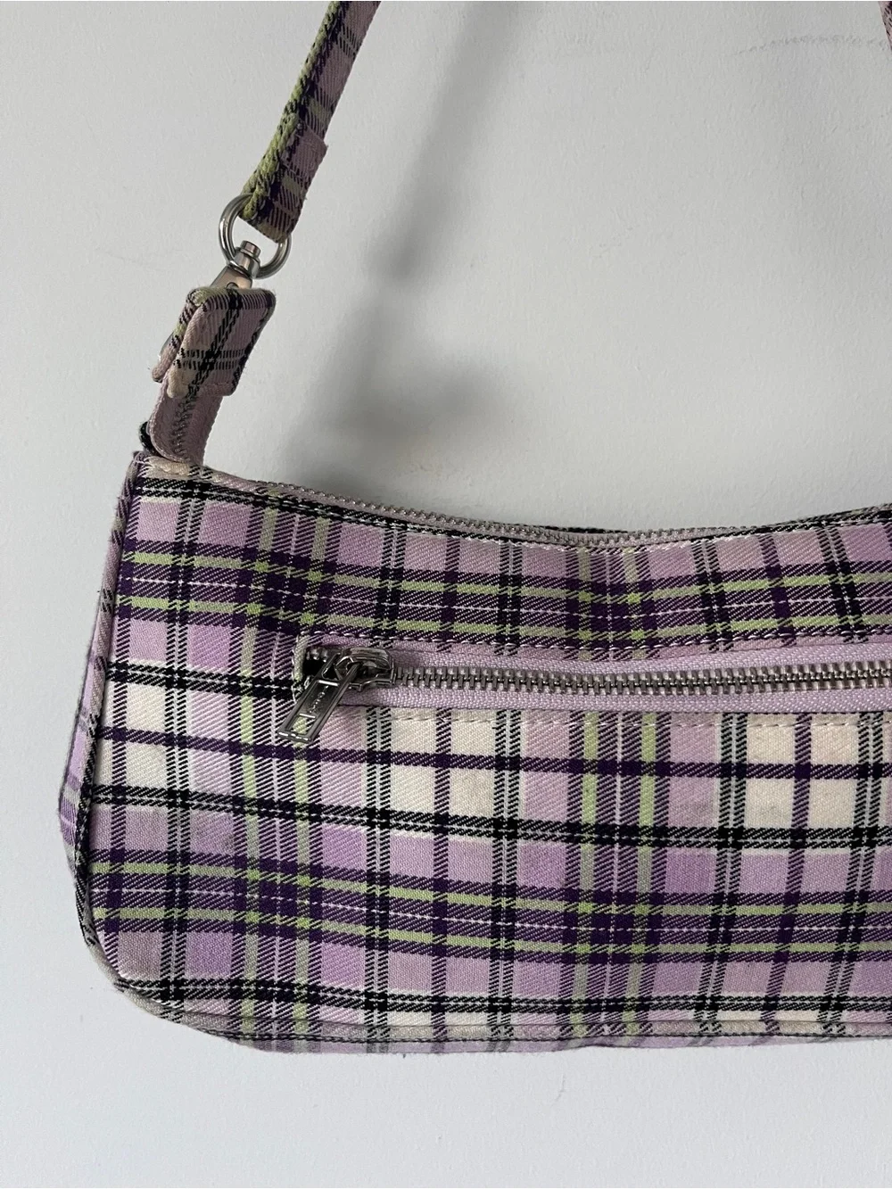 Brandy Melville Y2K Shoulder Bag | Lavender Plaid Baguette Purse | Indie - Picture 3 of 12
